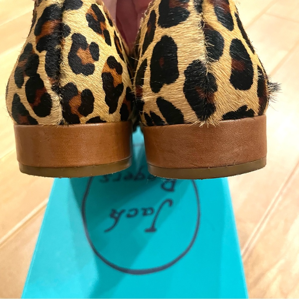 JACK ROGERS GABRIELLE HAIRCALF LEOPARD PRINT WOMENS FLATS with TASSELS SIZE 8 - Picture 7 of 13